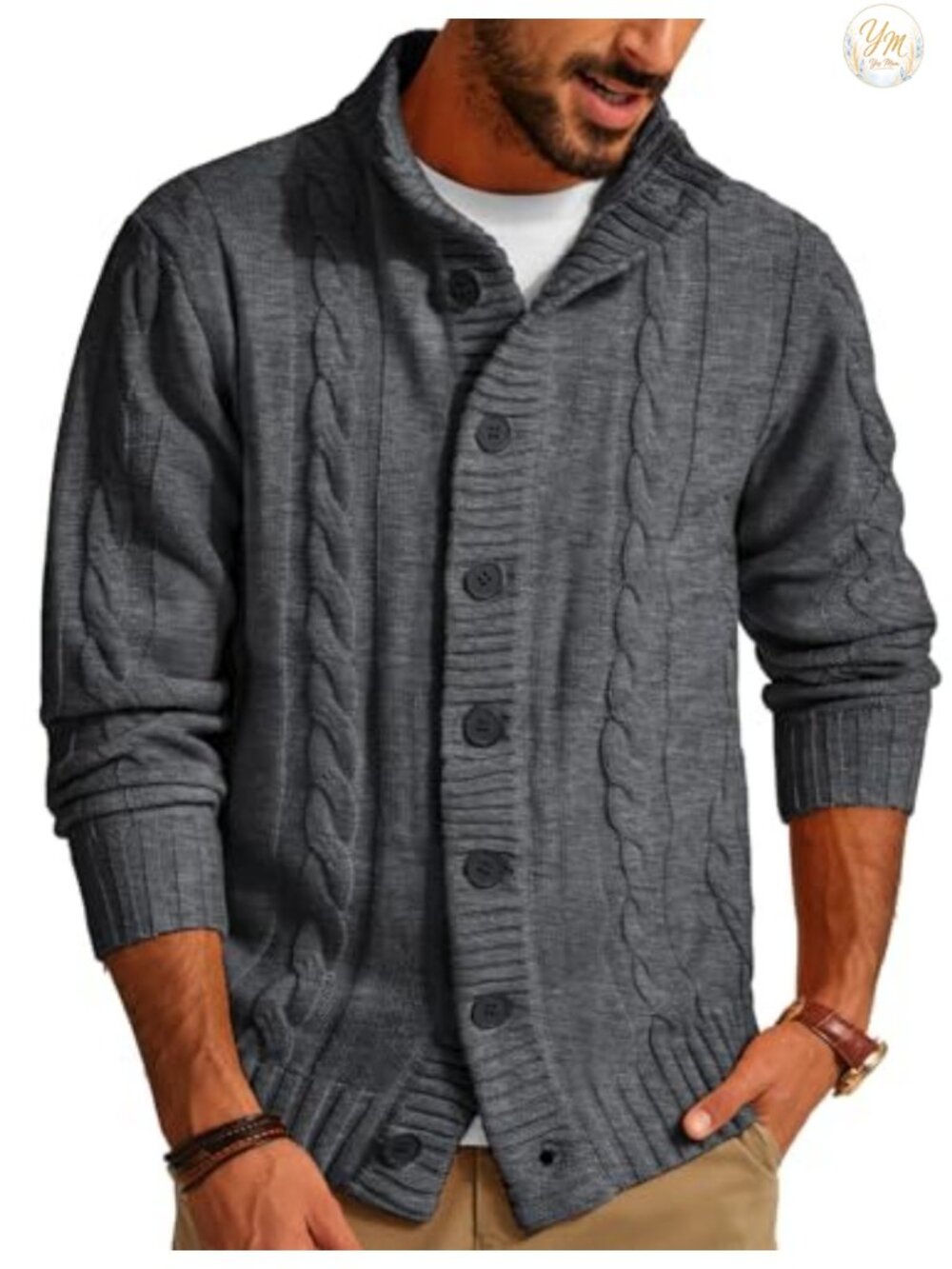 Cable Knit Button Down Cardigan Sweater